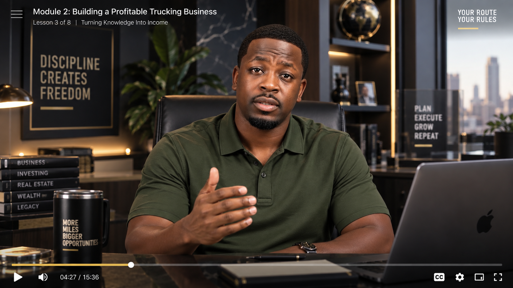 Hakeem presenting Module 2: Building a Profitable Trucking Business